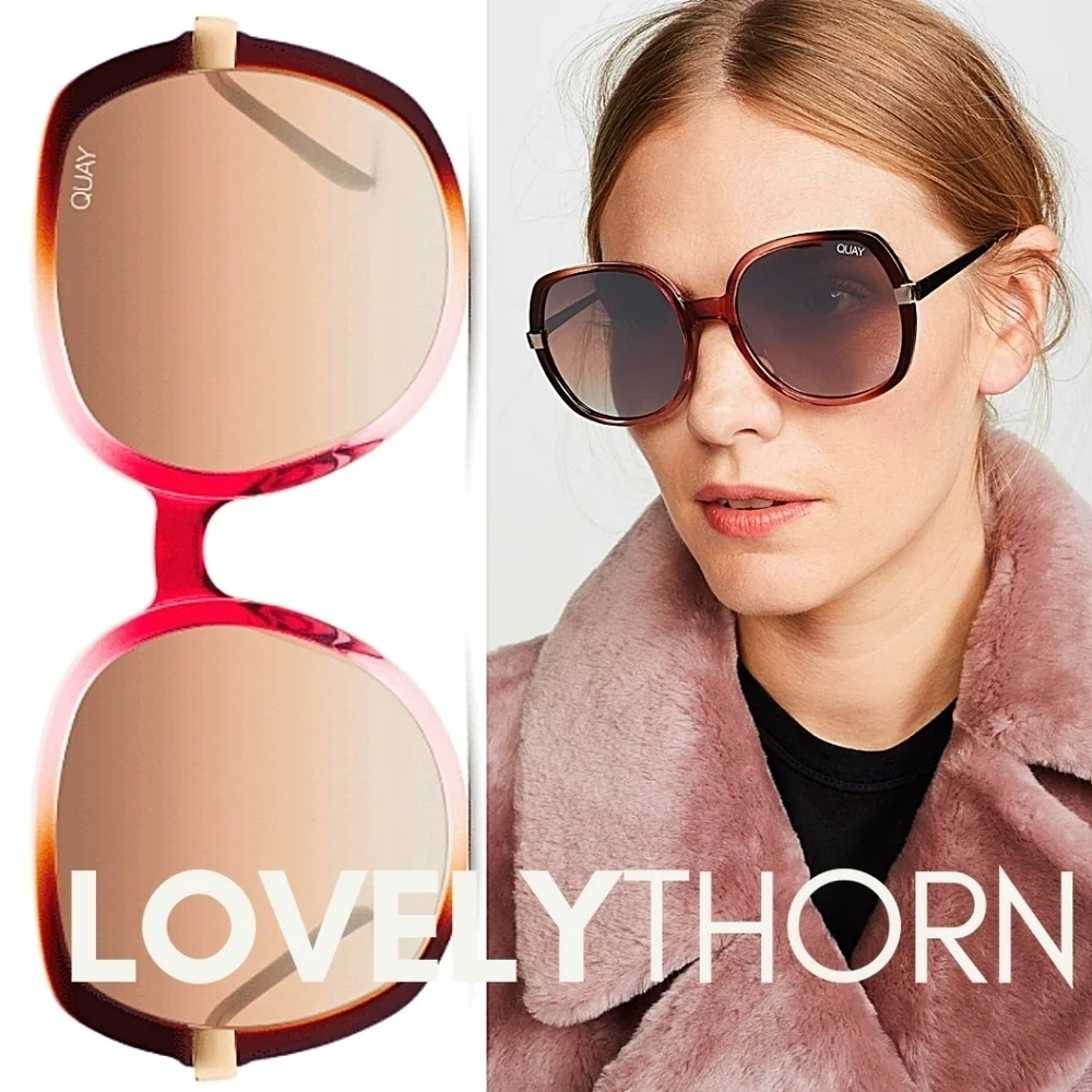 QUAY // ltd ed chrissy teigen retro-glam brown pink frames brown flash lens